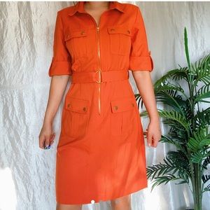 Sharagano Cargo-Pocket Belted Shirt Dress